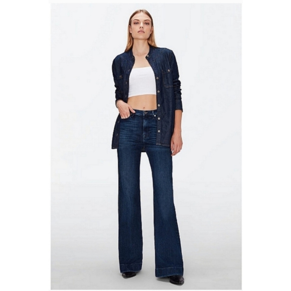 🆕️ 7 For All Mankind Dojo Flare Leg Jean Sz 28 70s Bohemian Streetwear Stretch - Picture 13 of 16